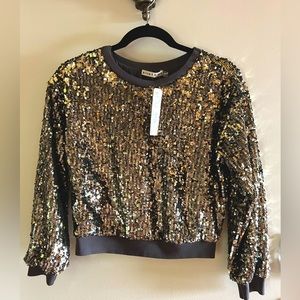 Alice and Olivia Sequin Cropped Sweater NWT
